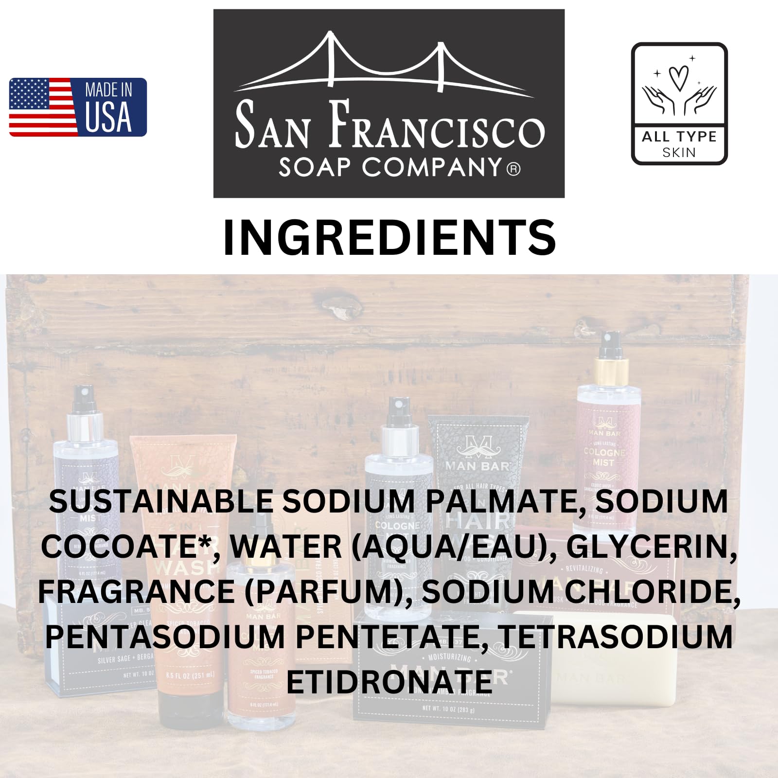 San Francisco Soap Company Minis para Hombre: uso en ducha, práctico para casa o viajes.