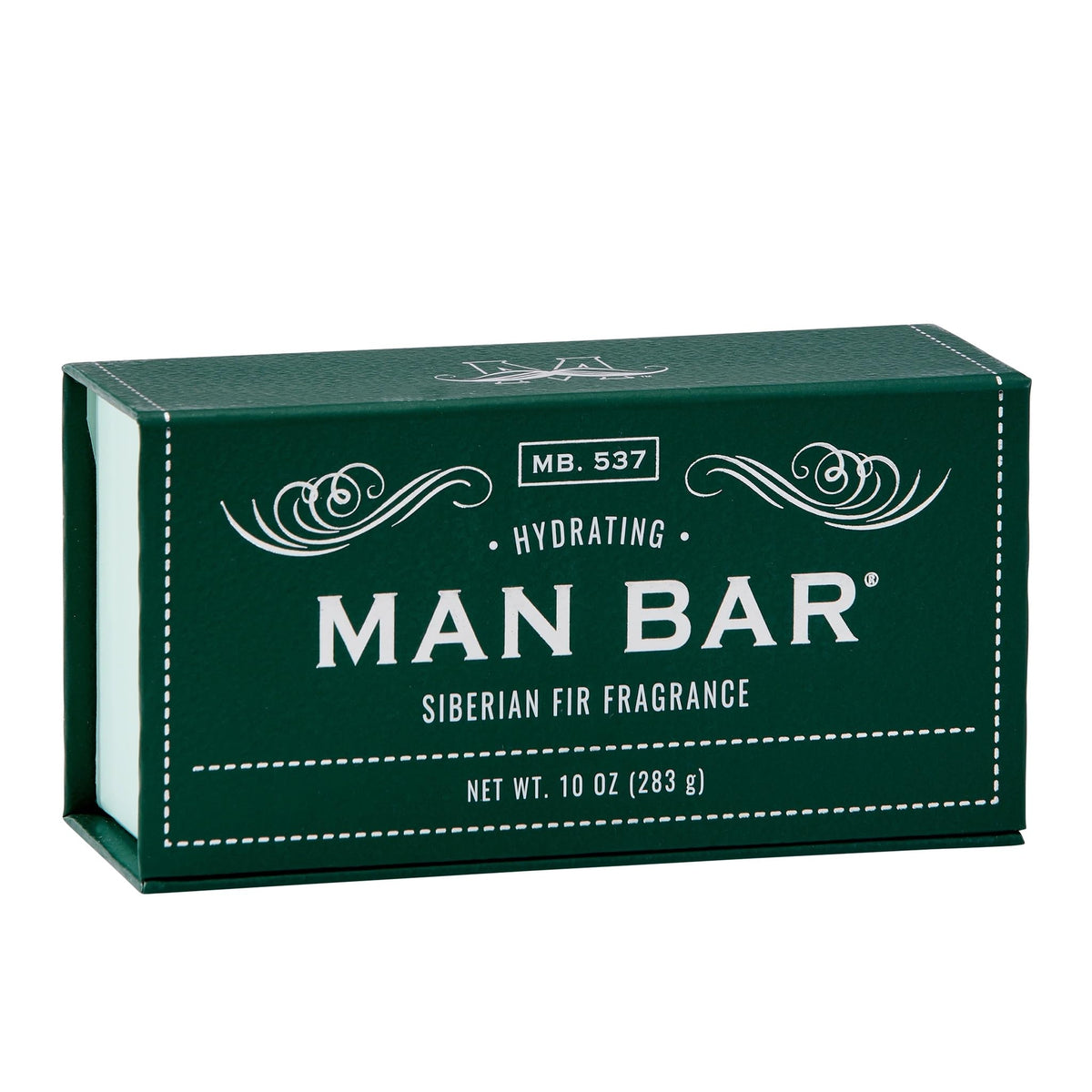 San Francisco Soap Company Siberian Fir Man Bar packaging highlights rugged design and eco-friendly values.