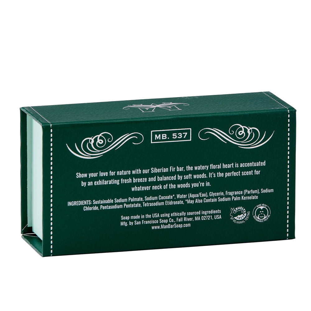 Siberian Fir Man Bar in the shower delivers a refreshing, hydrating lather.