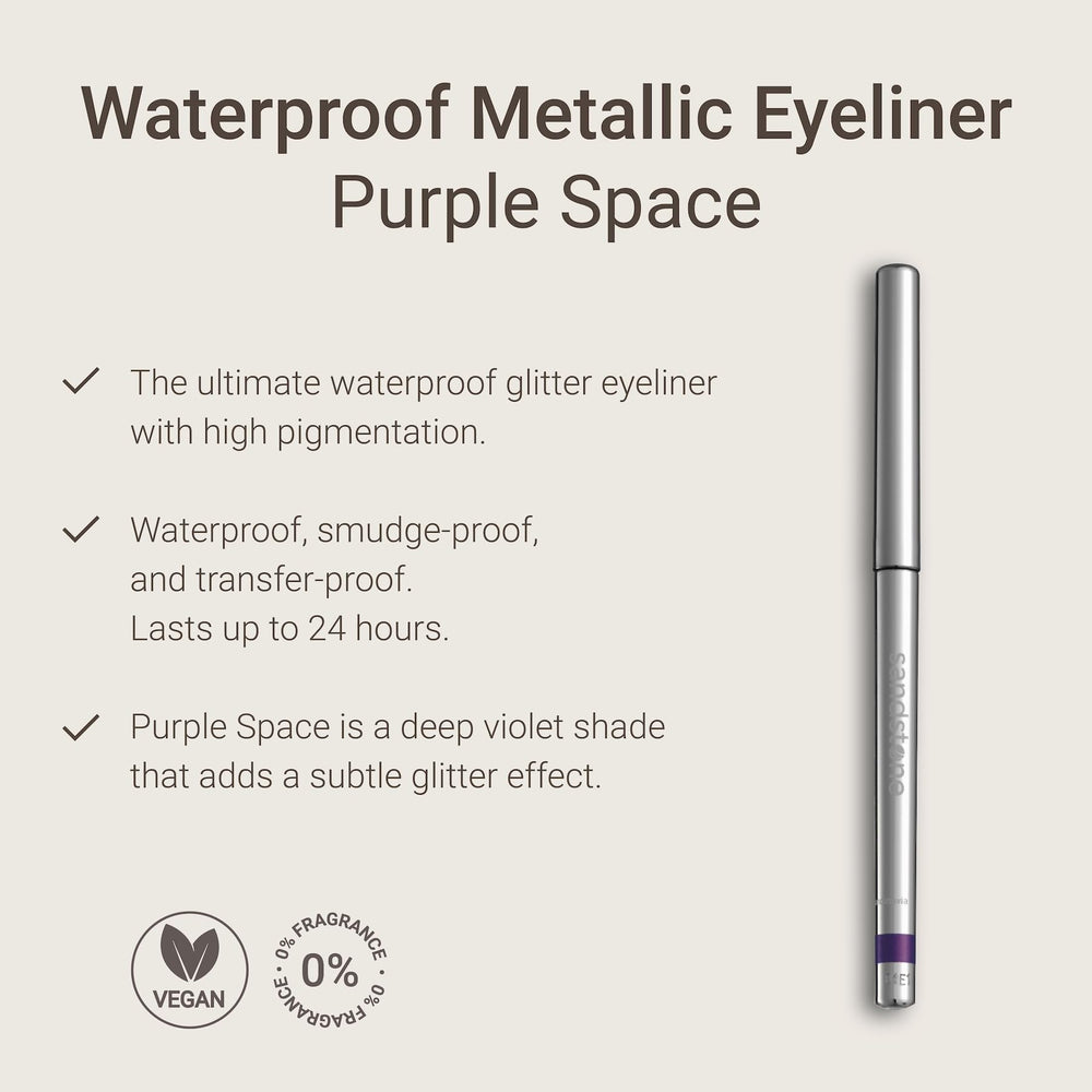 Sandstone Scandinavia delineador morado metálico para aplicación suave y uniforme.