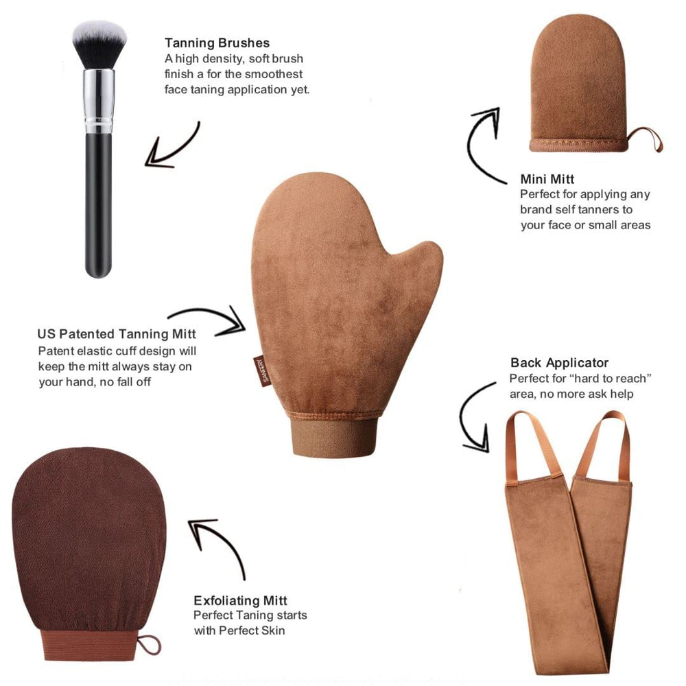 Guante autobronceador Sanfery para aplicación suave y controlada.