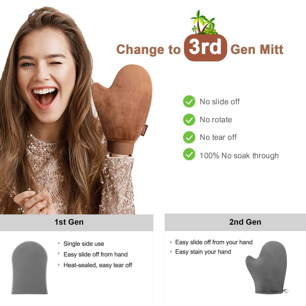 Sanfery mitt's rich-brown color hides stains between uses.