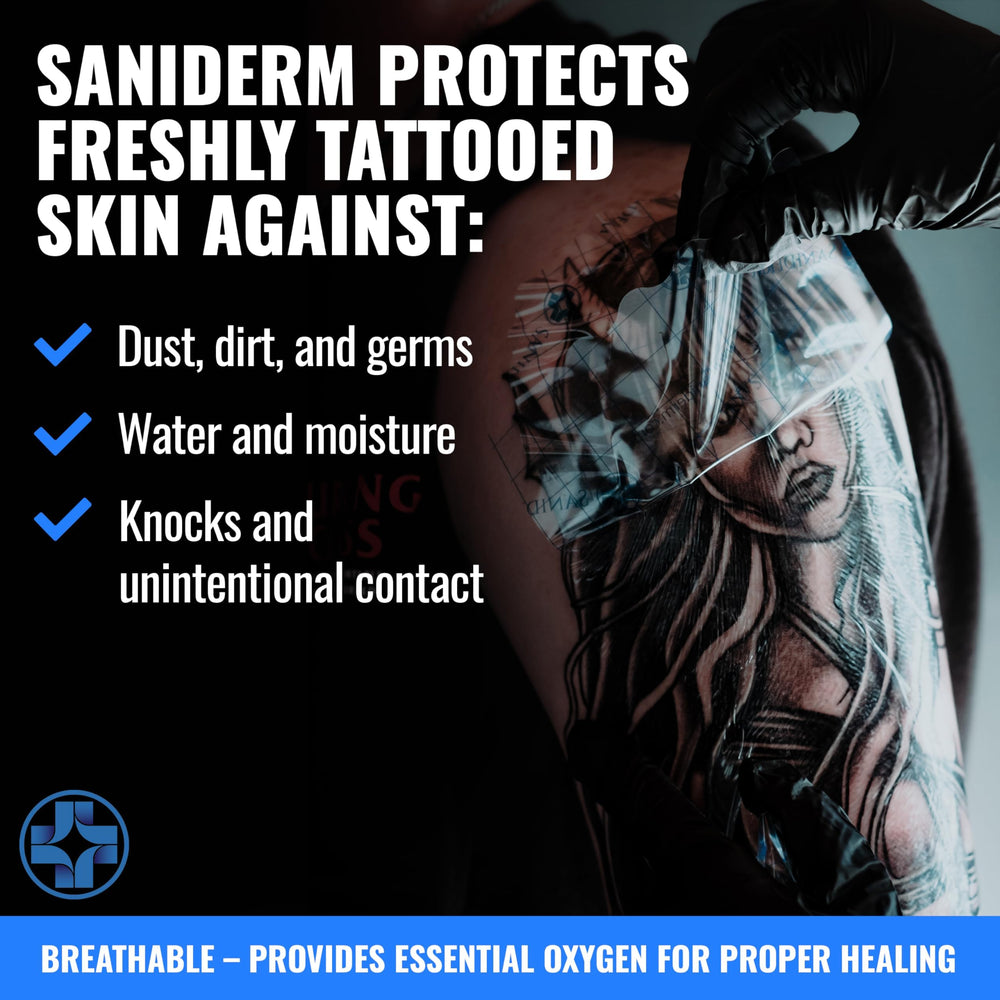 Saniderm bandage on tattoo during daily activities