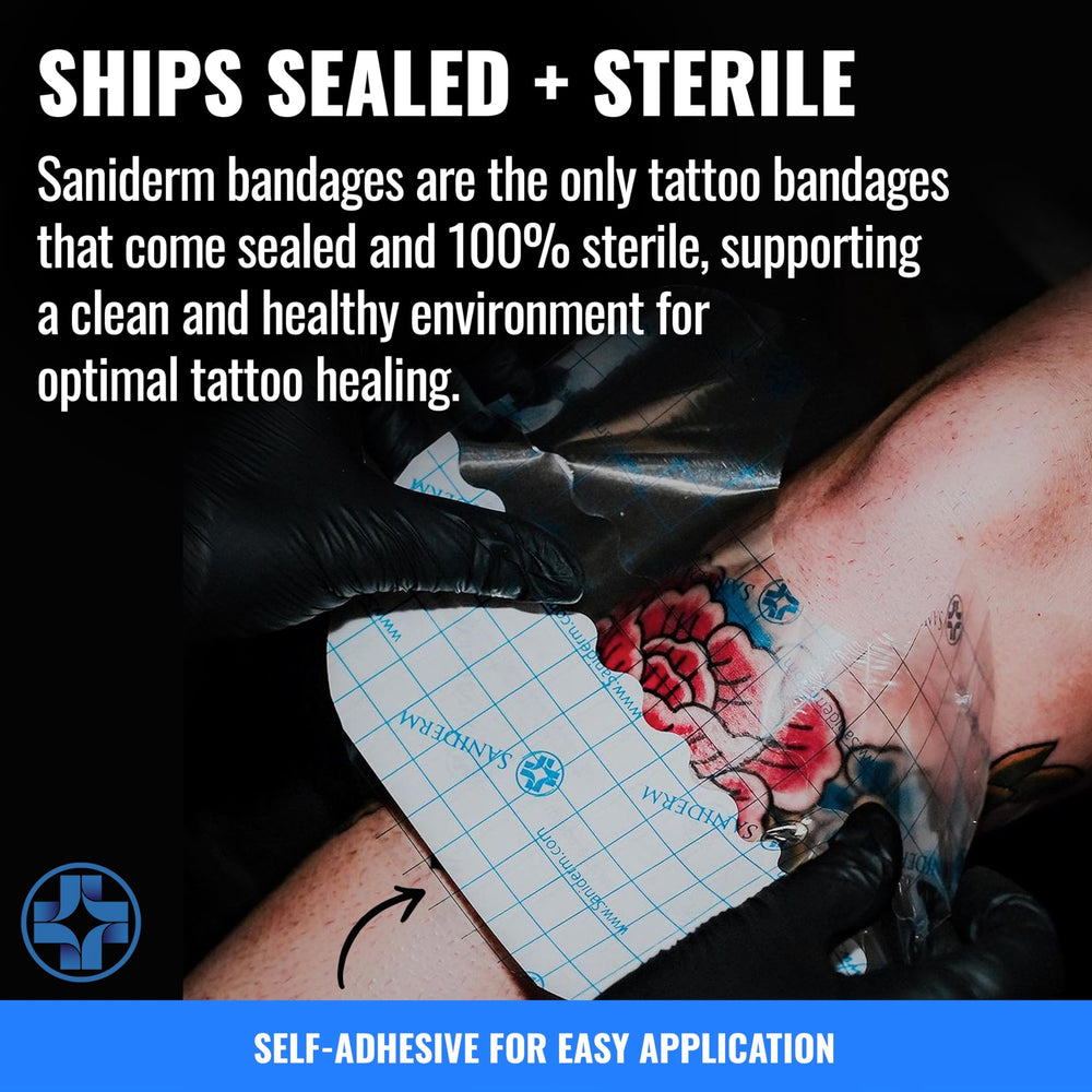 Saniderm durable polyurethane bandage ready for removal