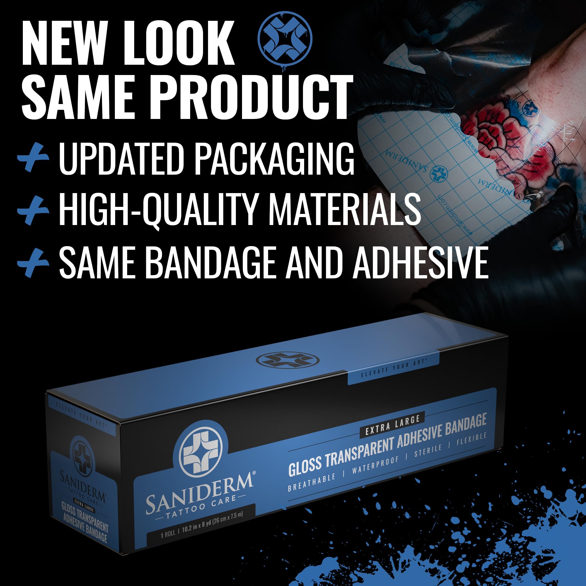 Saniderm Original bandage applied on skin for tattoo care