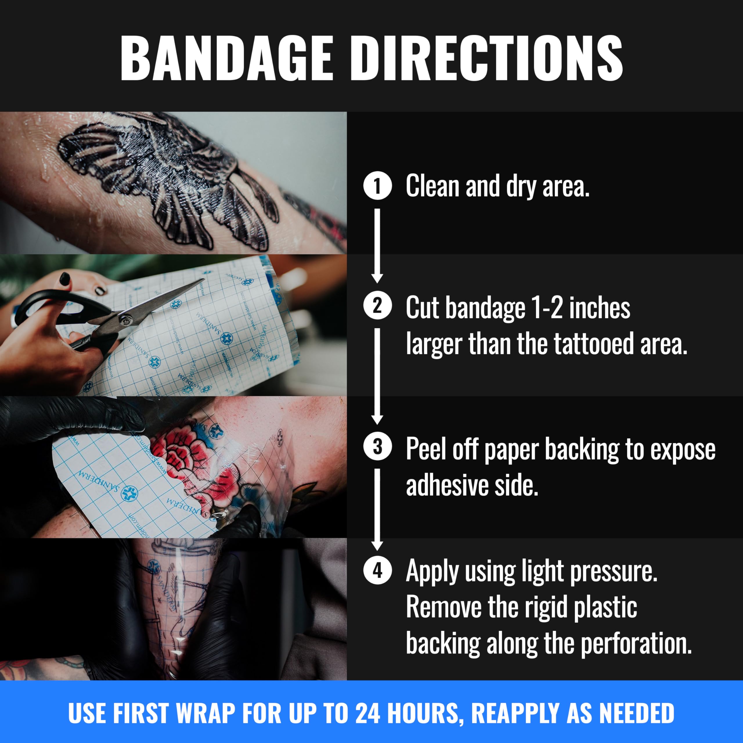 Saniderm Original latex-free bandage suitable for sensitive skin.