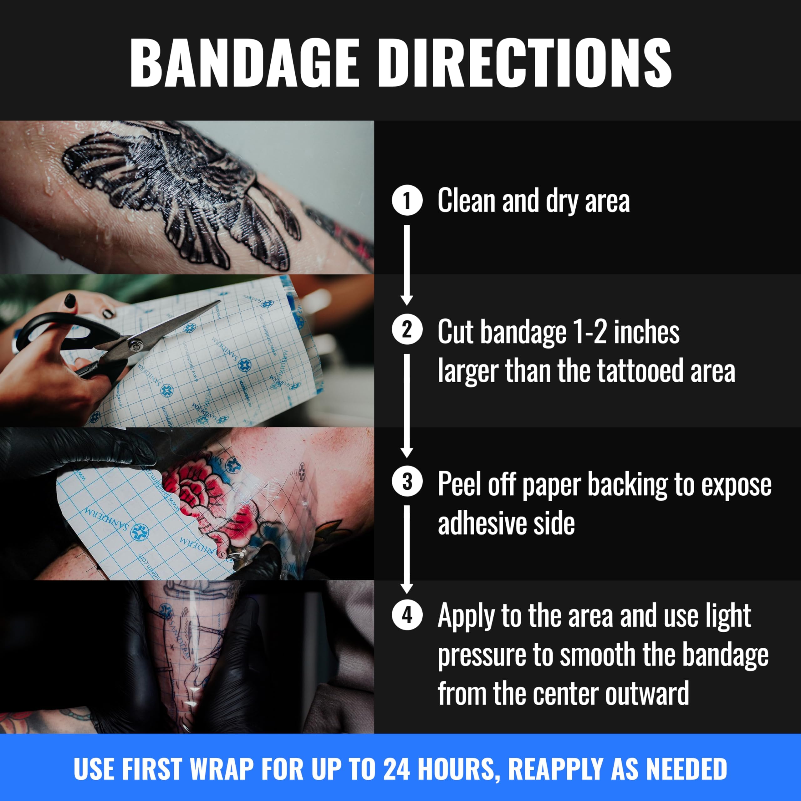 Saniderm Original bandage close up showing waterproof layer
