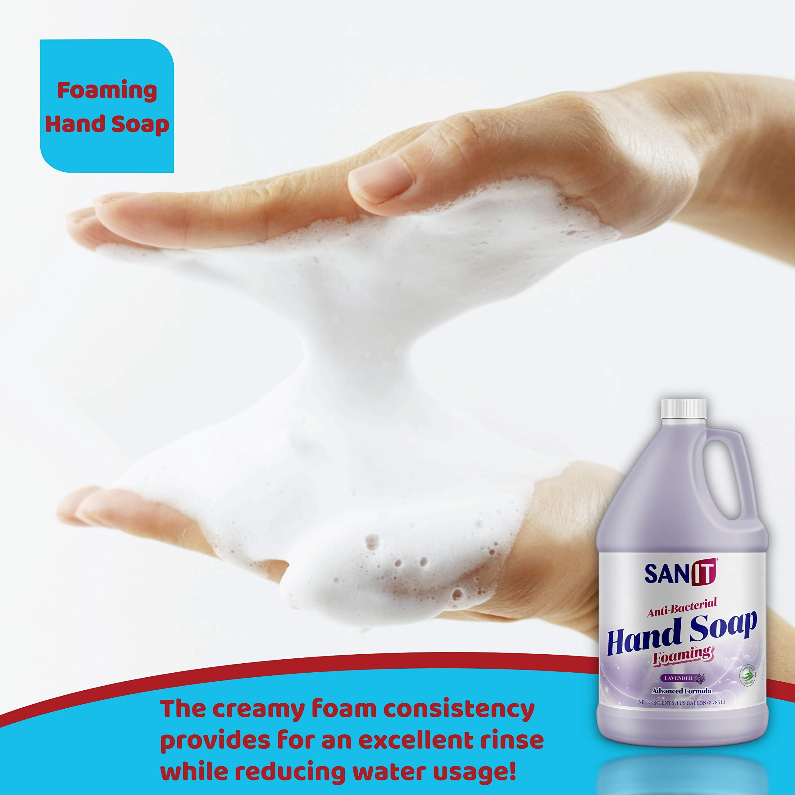 Sanit lavender label emphasizes aloe vera and natural moisturizers.