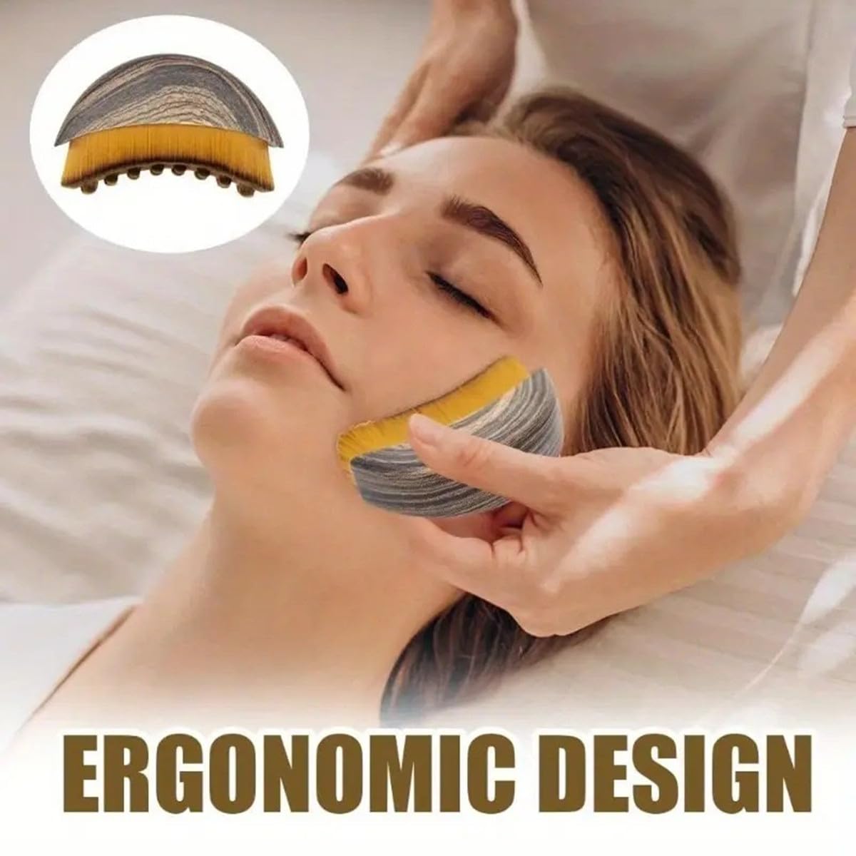 Sansheng Lymphatic Contour Brush ergonomic angled handle for easy reach