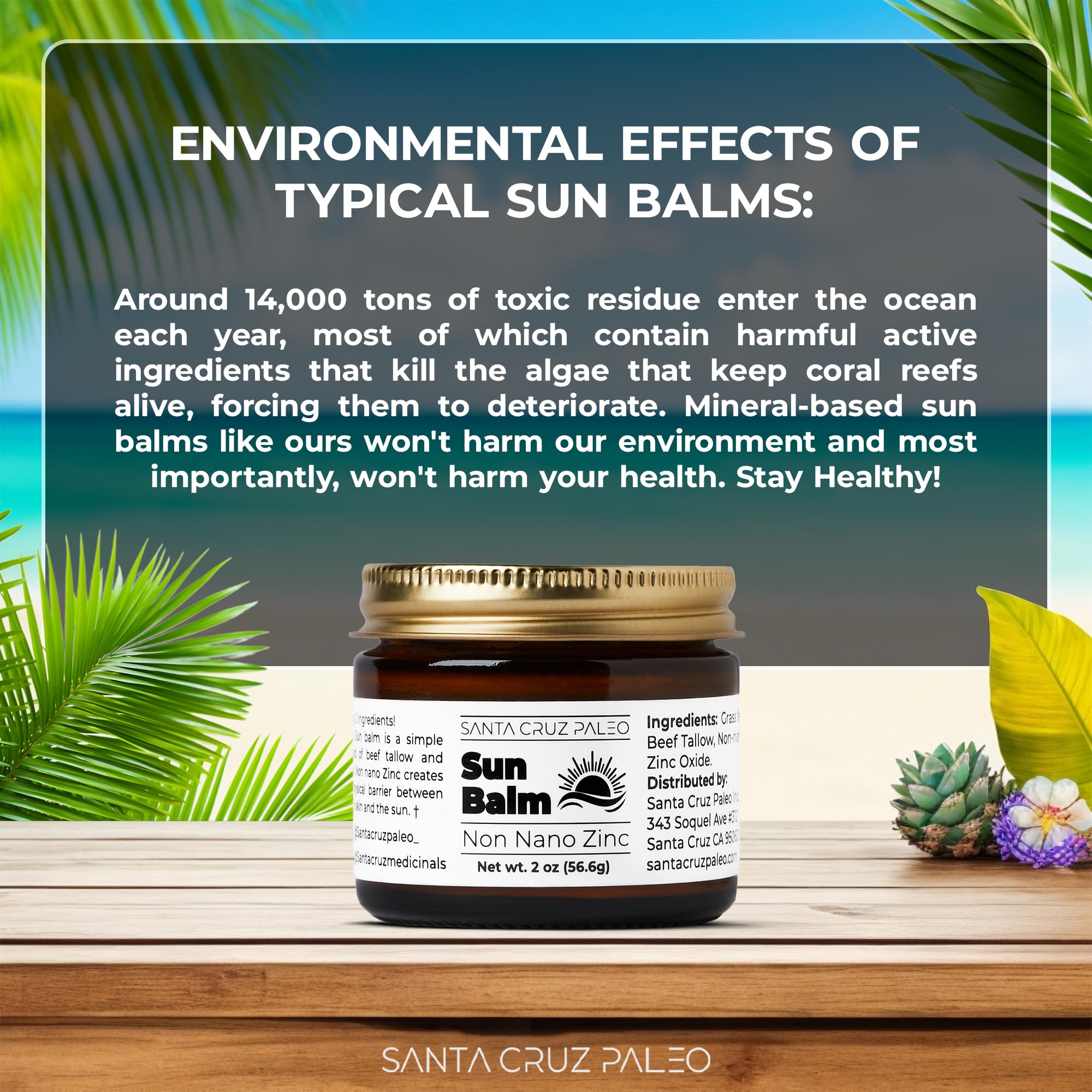 Santa Cruz Paleo Balsamo grasa de res, aplicación facial suave.