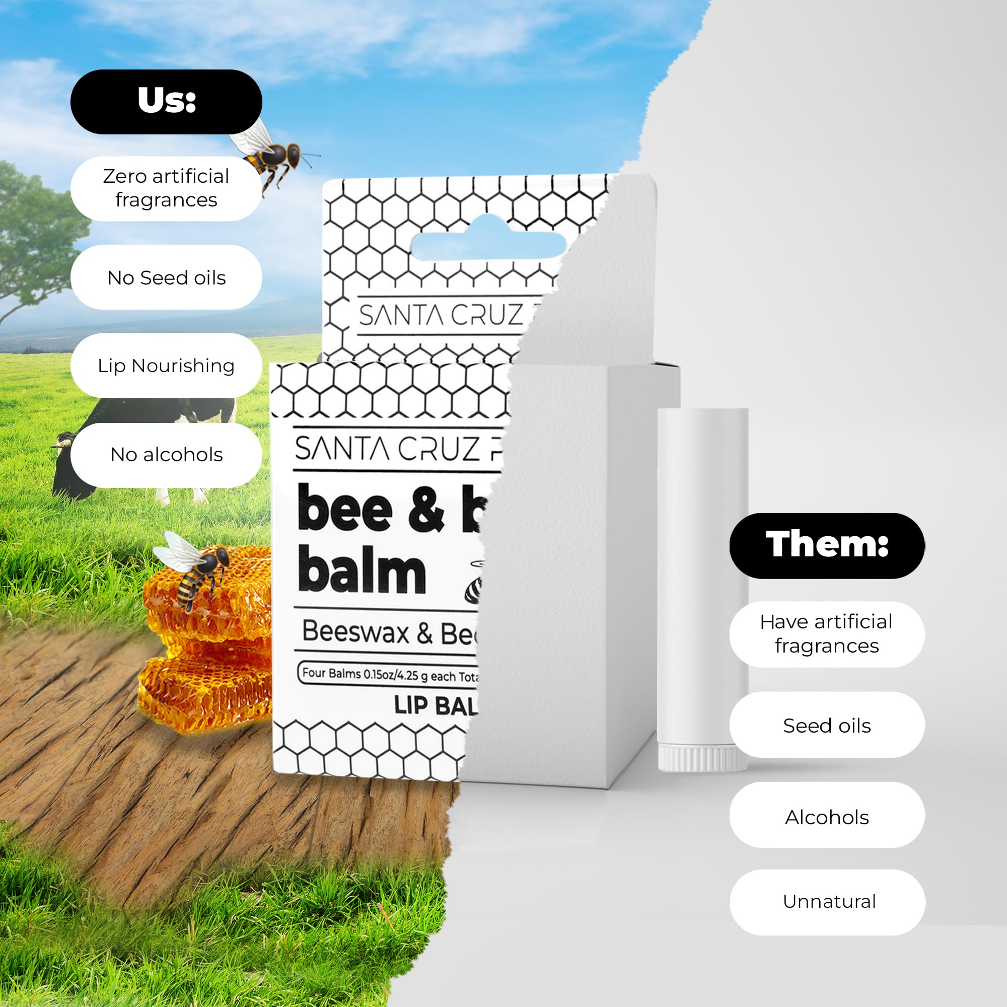 Bálsamo labial Santa Cruz Paleo con cera de abejas protege los labios de la sequedad