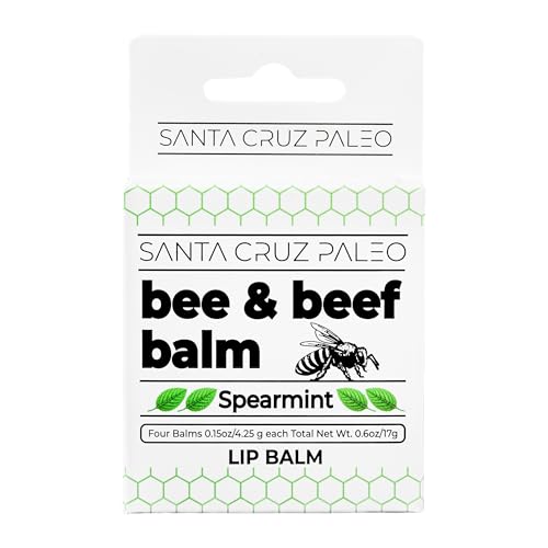 Bálsamo labial Santa Cruz Paleo con sebo de res y cera de abeja, protección contra viento.