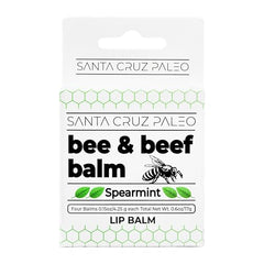 Bálsamo labial Santa Cruz Paleo con sebo de res y cera de abeja, protección contra viento.