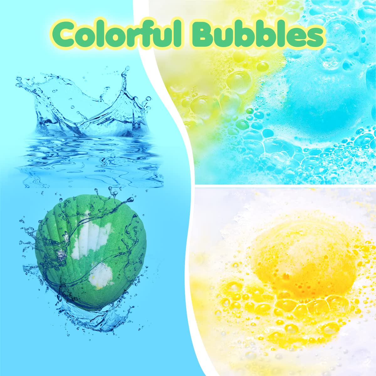 Bombas Santrela con burbujas y colores vivos para diversión infantil
