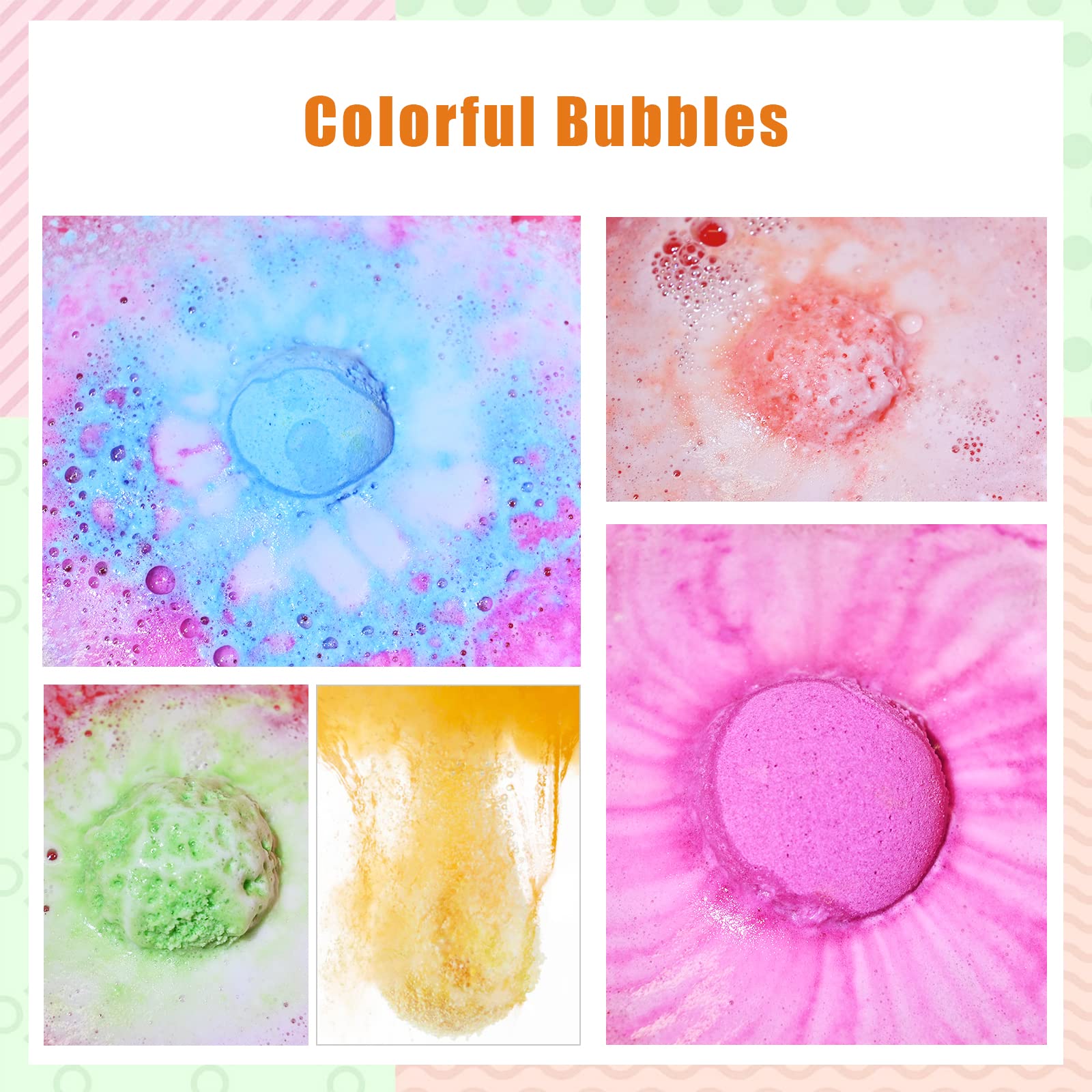 Santrela bomba de baño con colores vivos que no manchan la bañera.