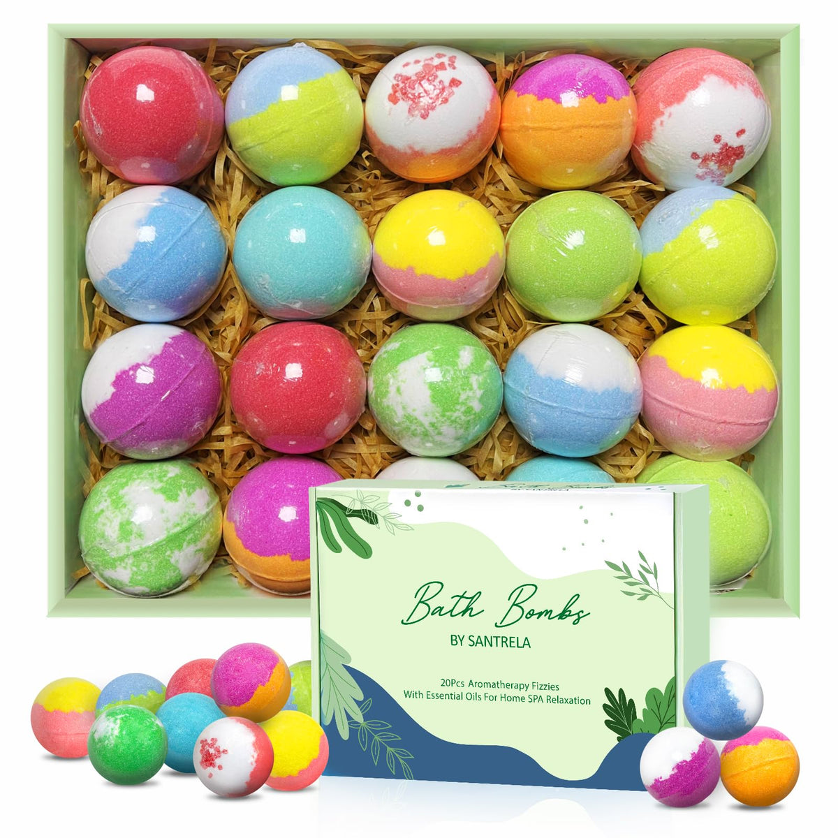 Santrela bombas de baño coloridas para una experiencia relajante en casa