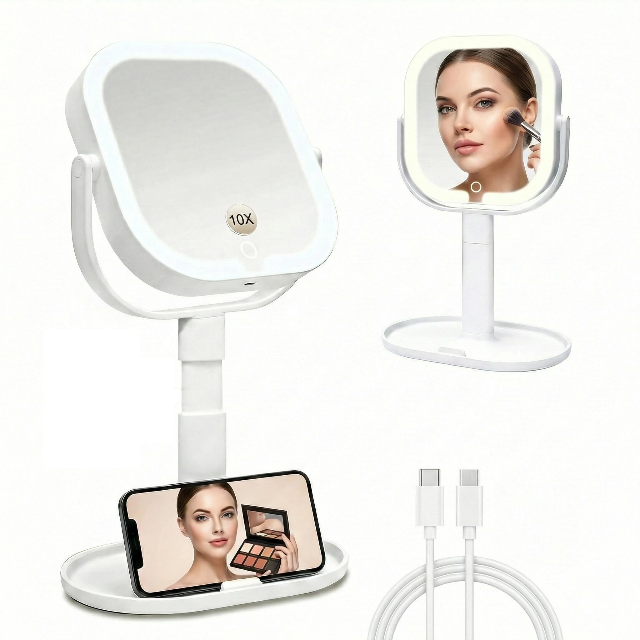 SANYCASA dual 1x/10x magnification mirror for full-face makeup and detailed work.