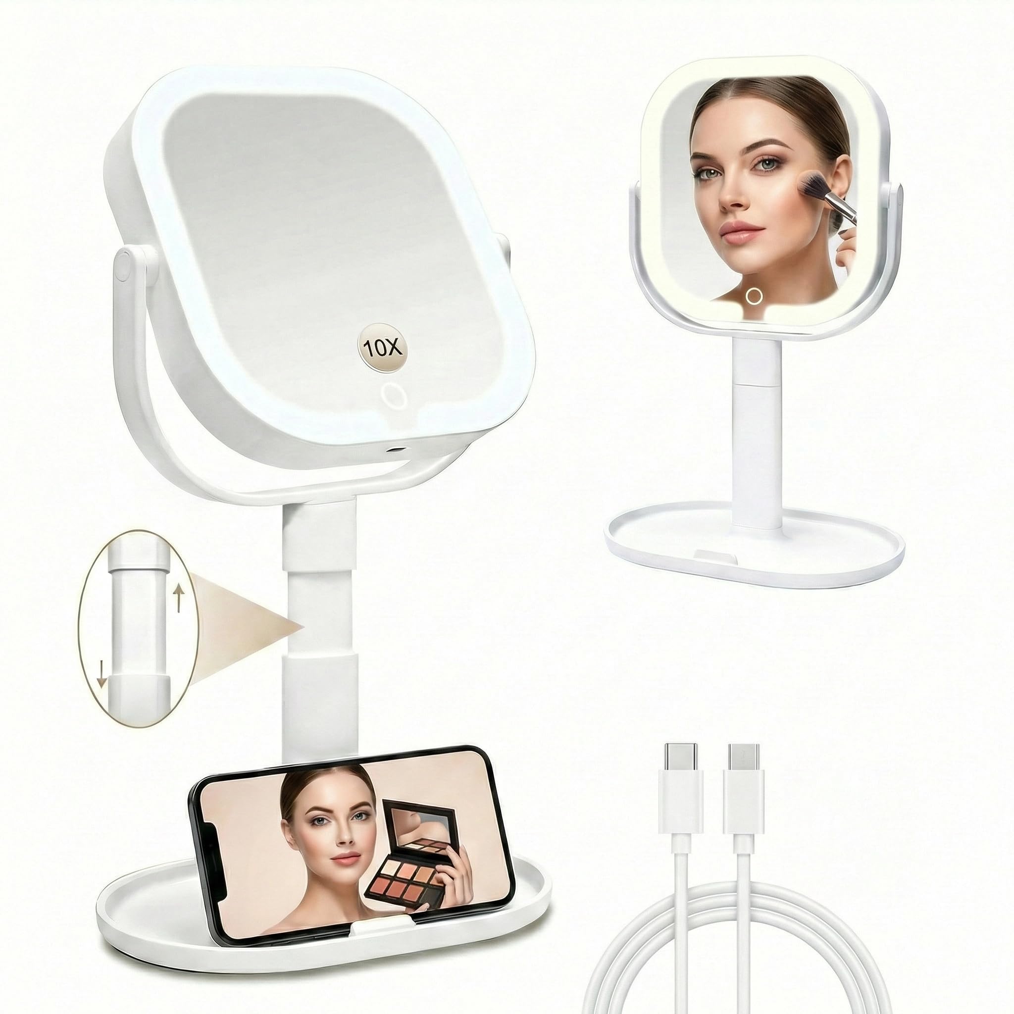SANYCASA 360° rotation enables versatile desk or vanity use.