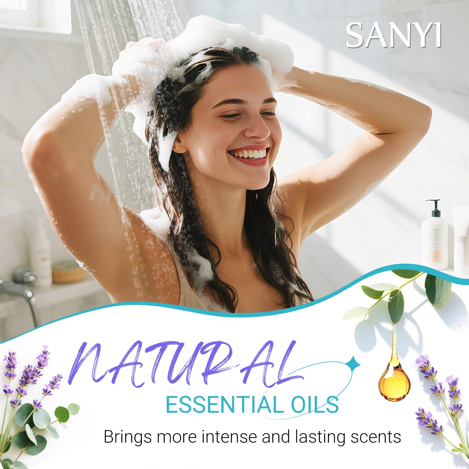 Bomba de ducha Sanyi con aroma a rosa para un momento spa.