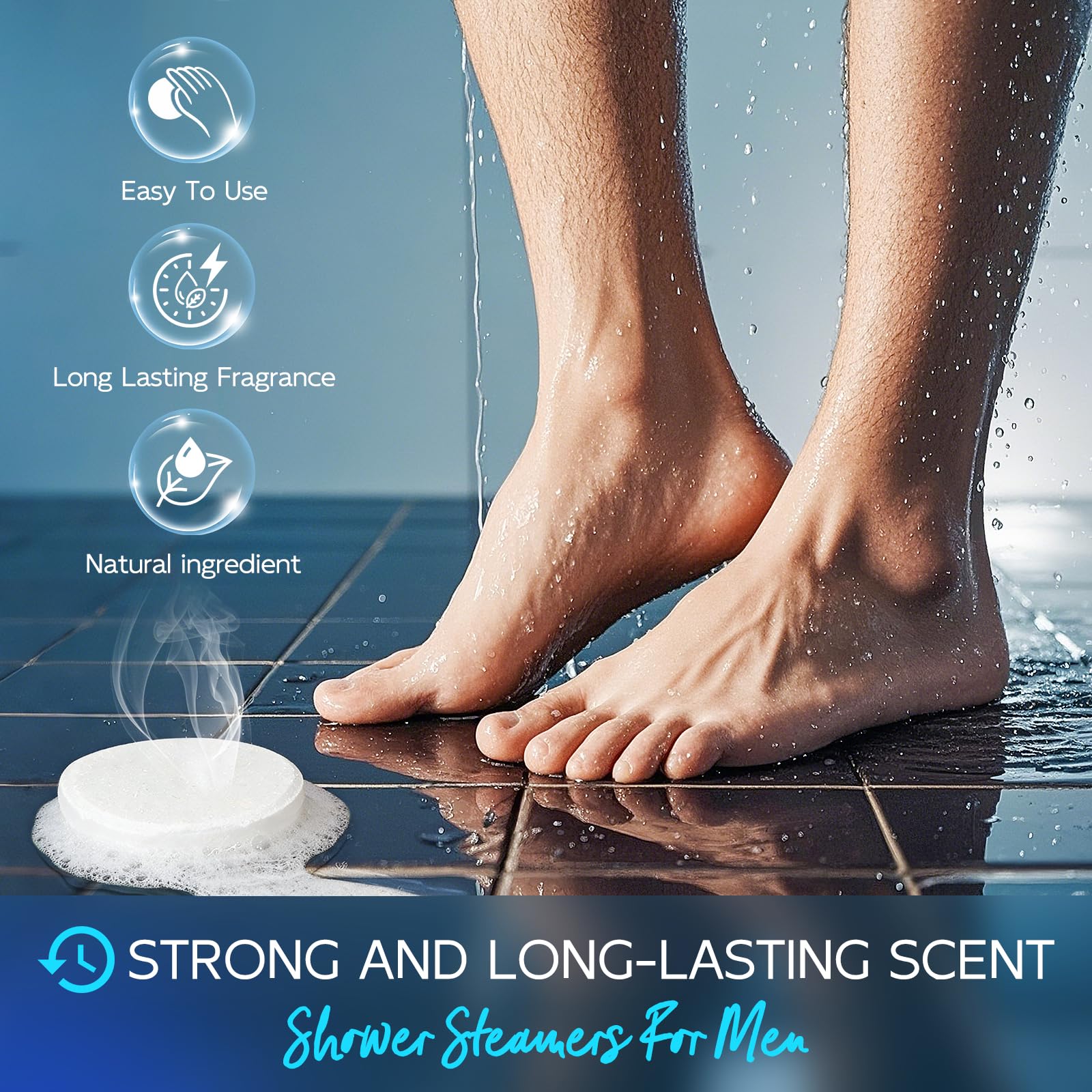 Sanyi relaxation experience with shower steamers, fragrant shower time.