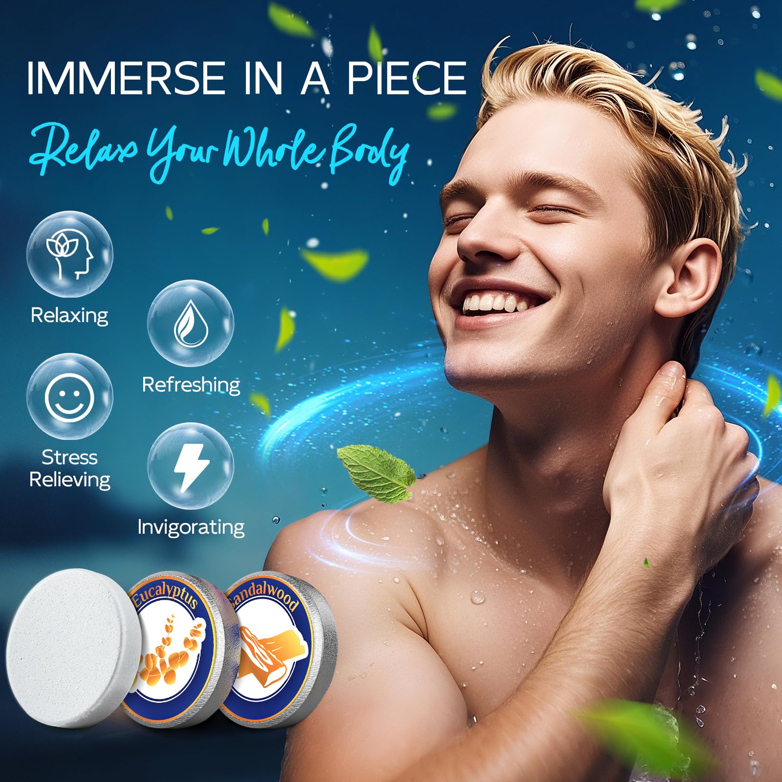Sanyi vegan ingredients shower steamers, natural self-care ritual.
