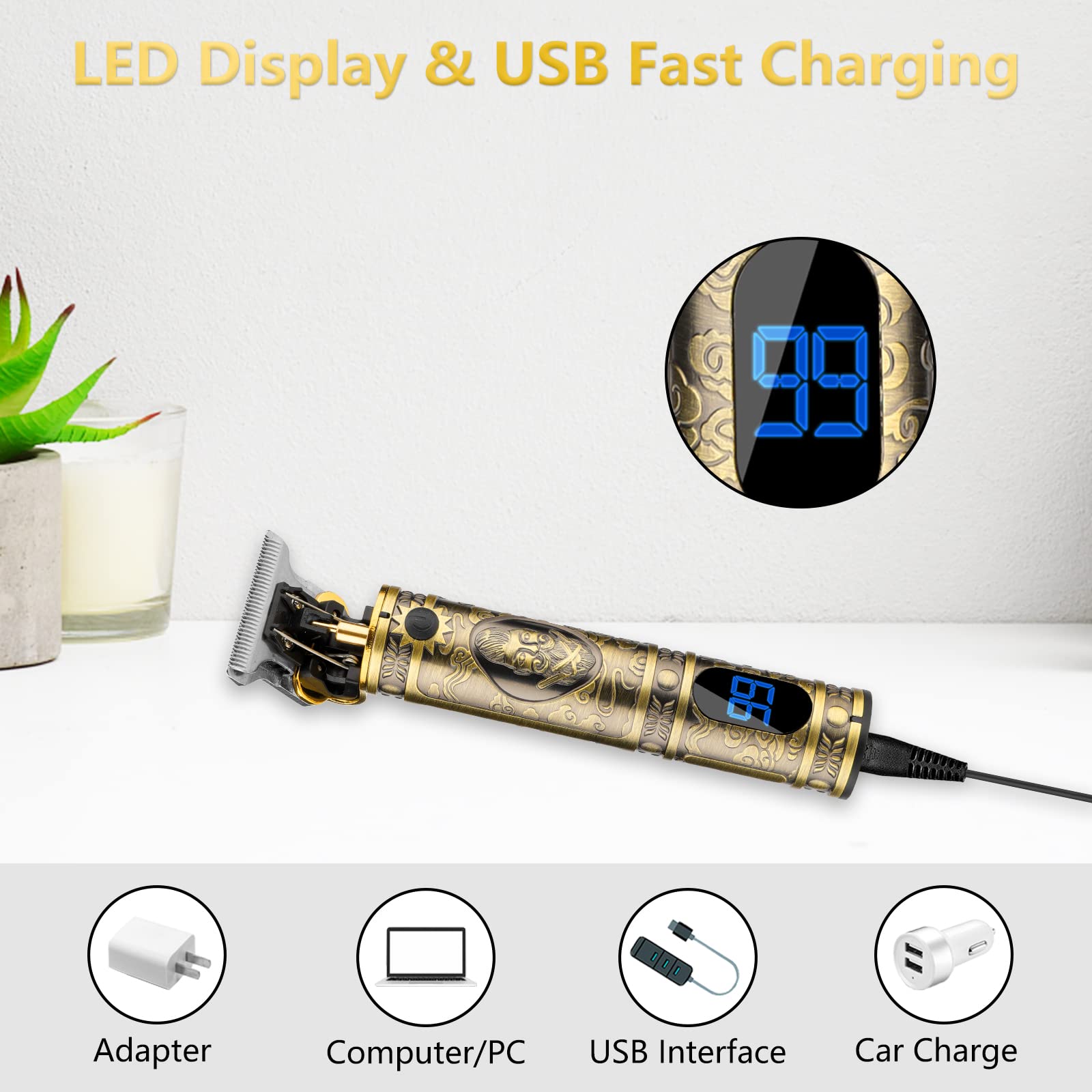 Saoilli wireless clipper with four guide combs ready for versatile styling