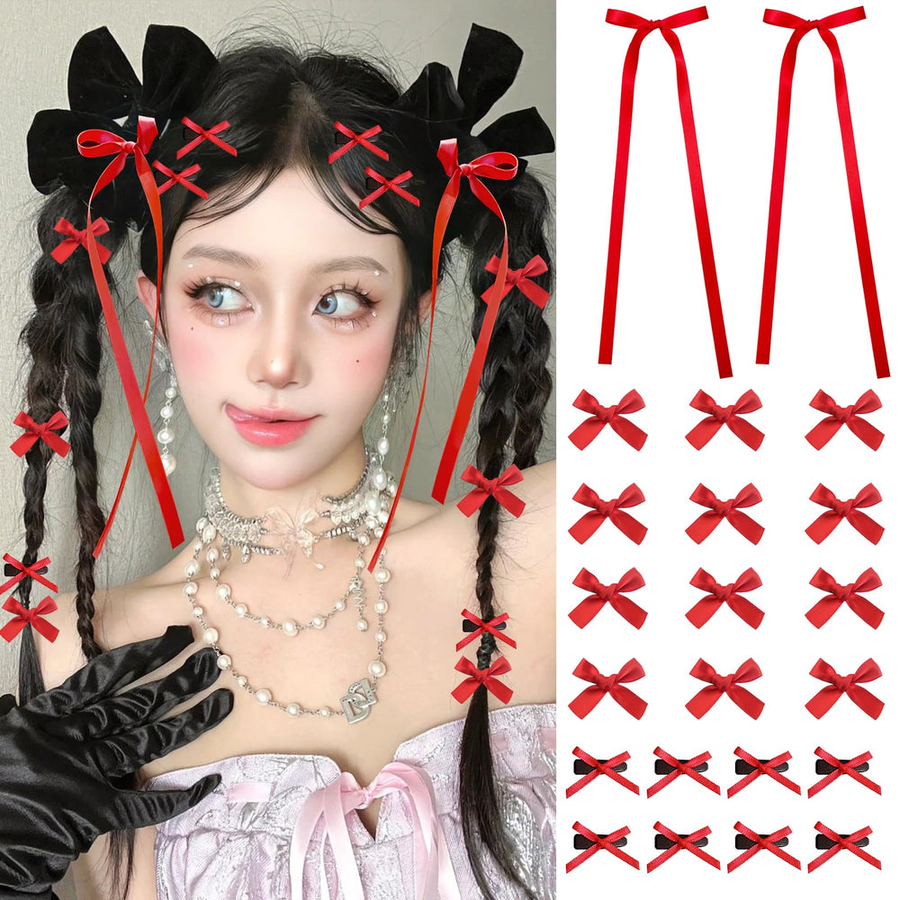 SAOROPEB lazo de cabello mini rojo, estilo 1, ideal para peinados diarios y outfits dulces.