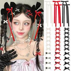 SAOROPEB mini hair bows pack in black, white, and red for versatile outfits.