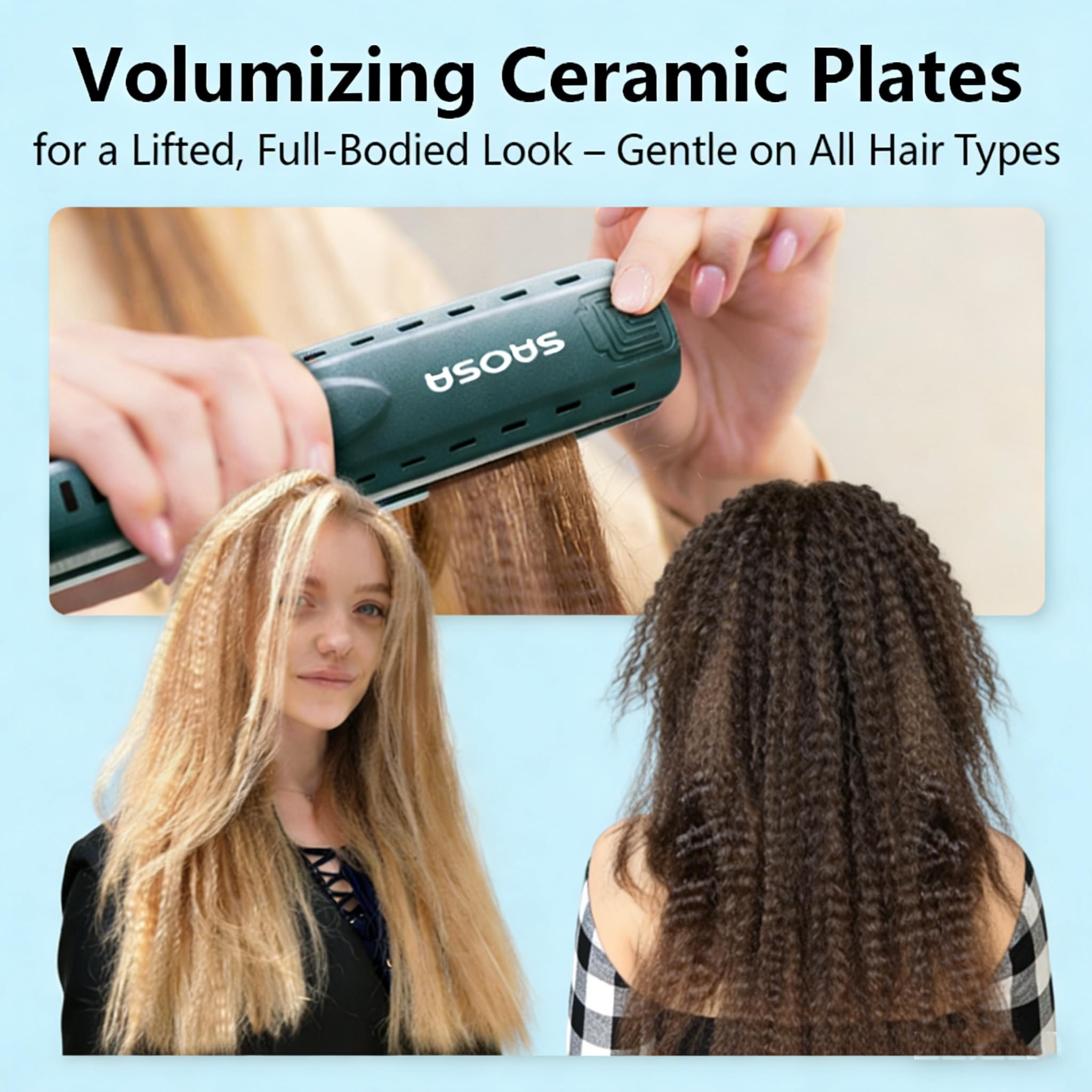 SAOSA crimping iron precision plates defining crimps and volume