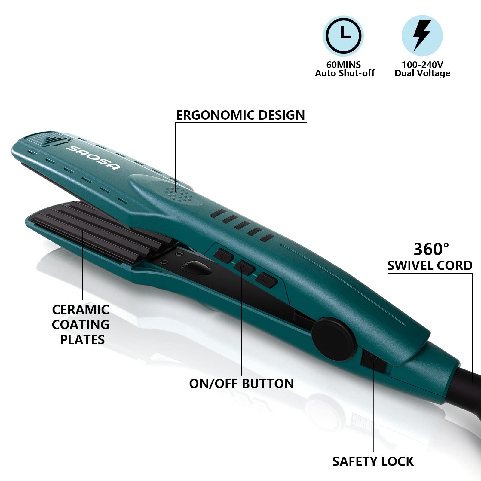 SAOSA turquoise finish crimper ideal for retro and modern looks