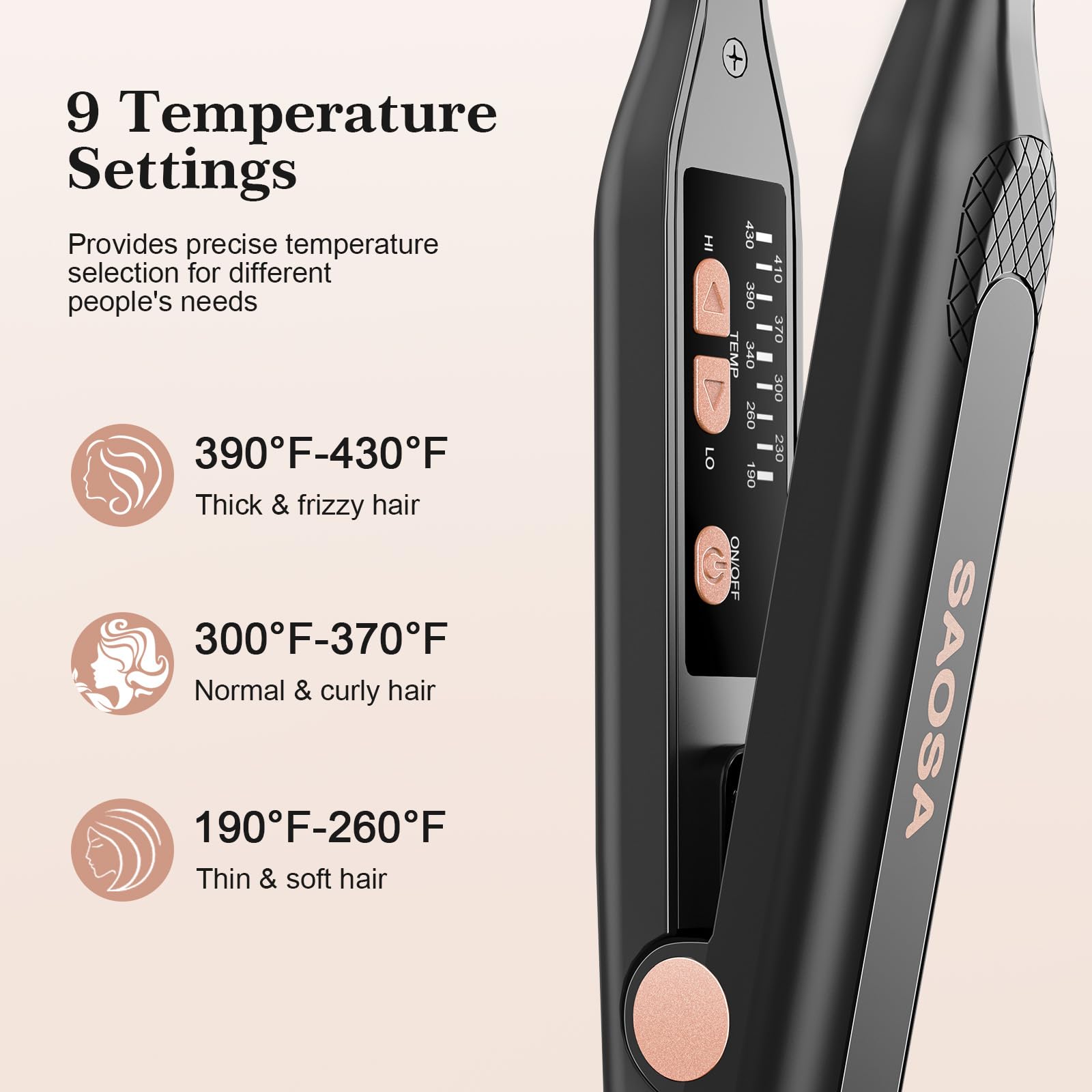 SAOSA mini flat iron with ceramic plates for quick smoothing on the go