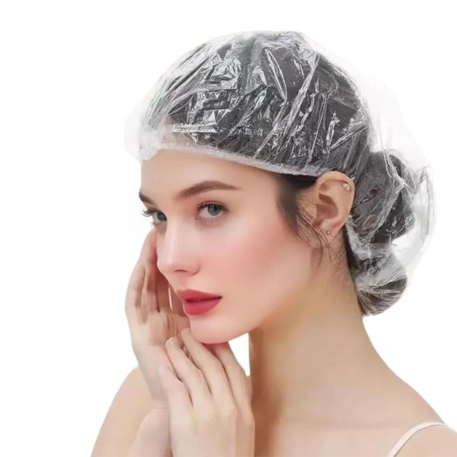Gorro de ducha SAOYOAS transparente grande protege el cabello.