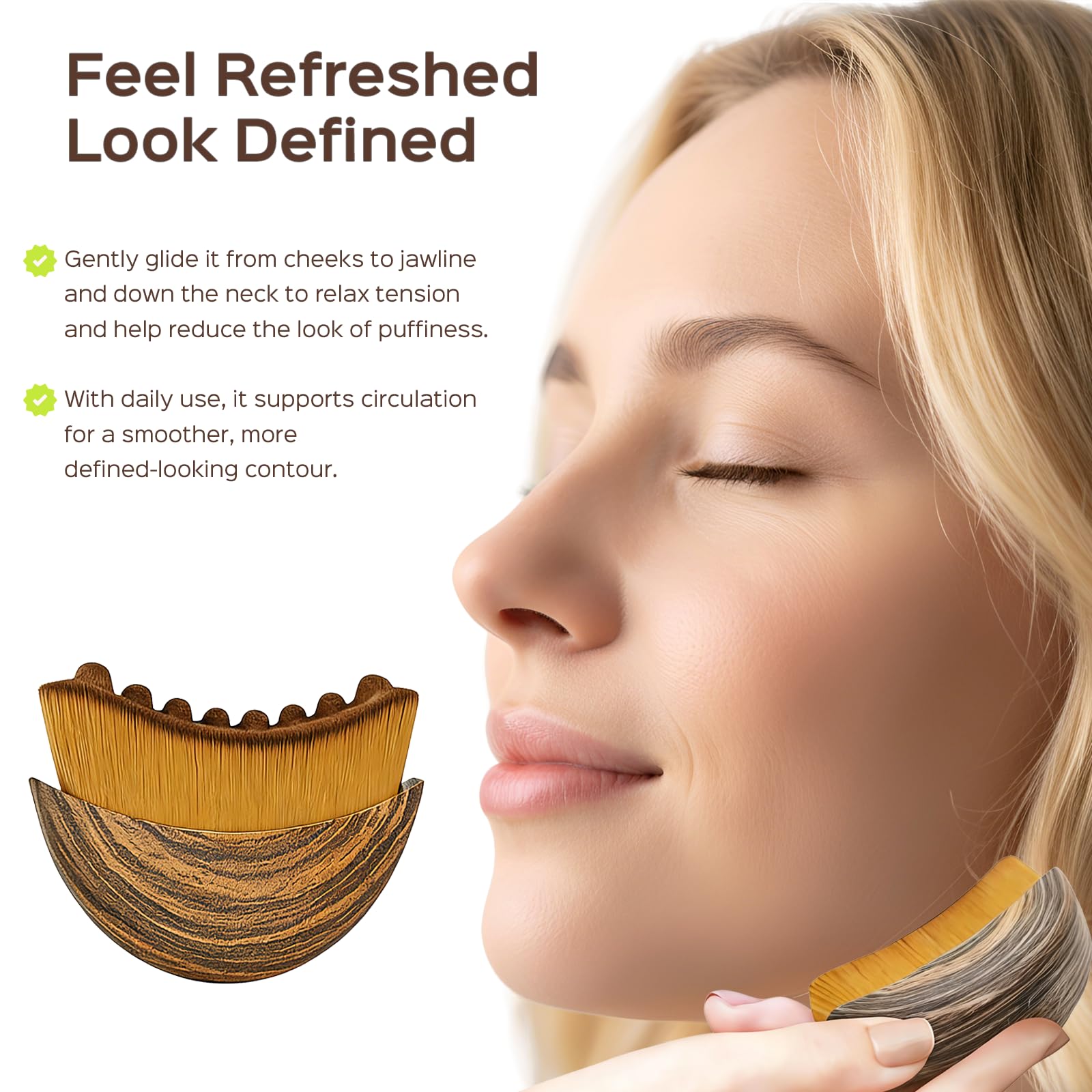 Saparay dual-function gua sha bristles soothe facial muscles and lift.