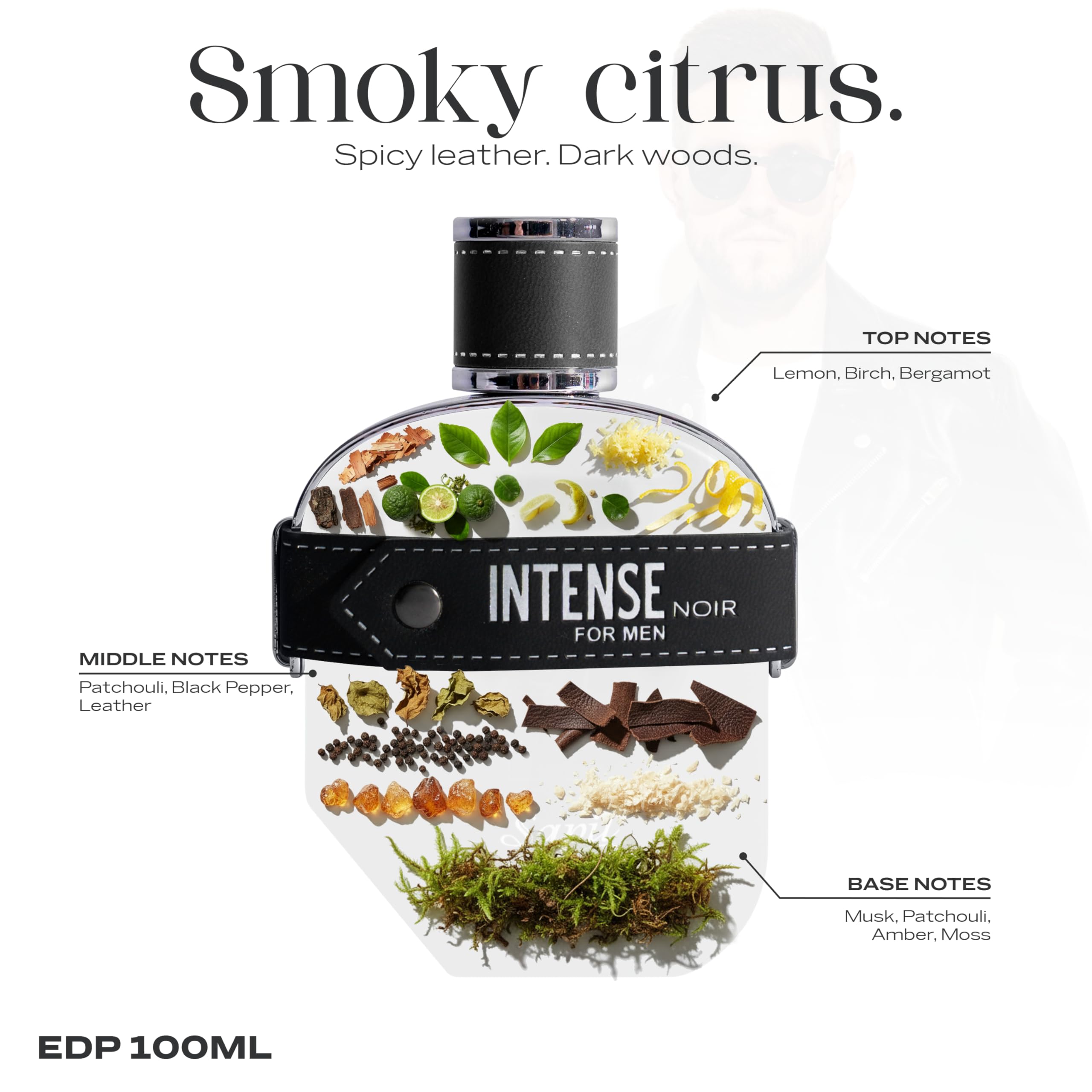 Sapil Intense Noir bottle top view showcases premium bottle design for gifting
