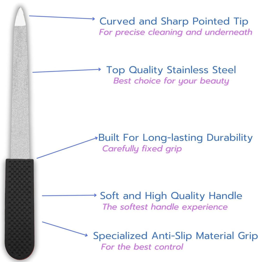Non-slip soft grip ensures comfortable, controlled filing