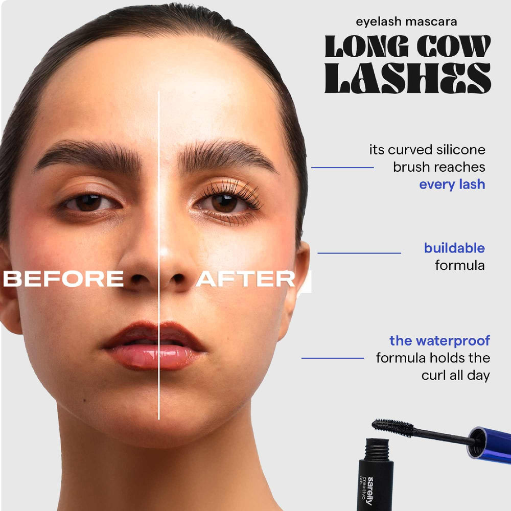 Nourishing oils display on SARELLY Cow Lashes Mascara for lash conditioning