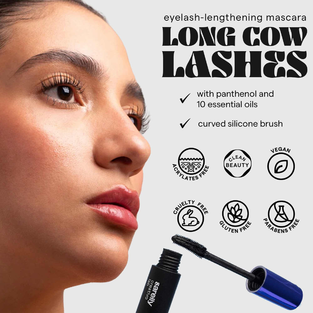 SARELLY waterproof mascara bottle highlighting smudge-proof performance