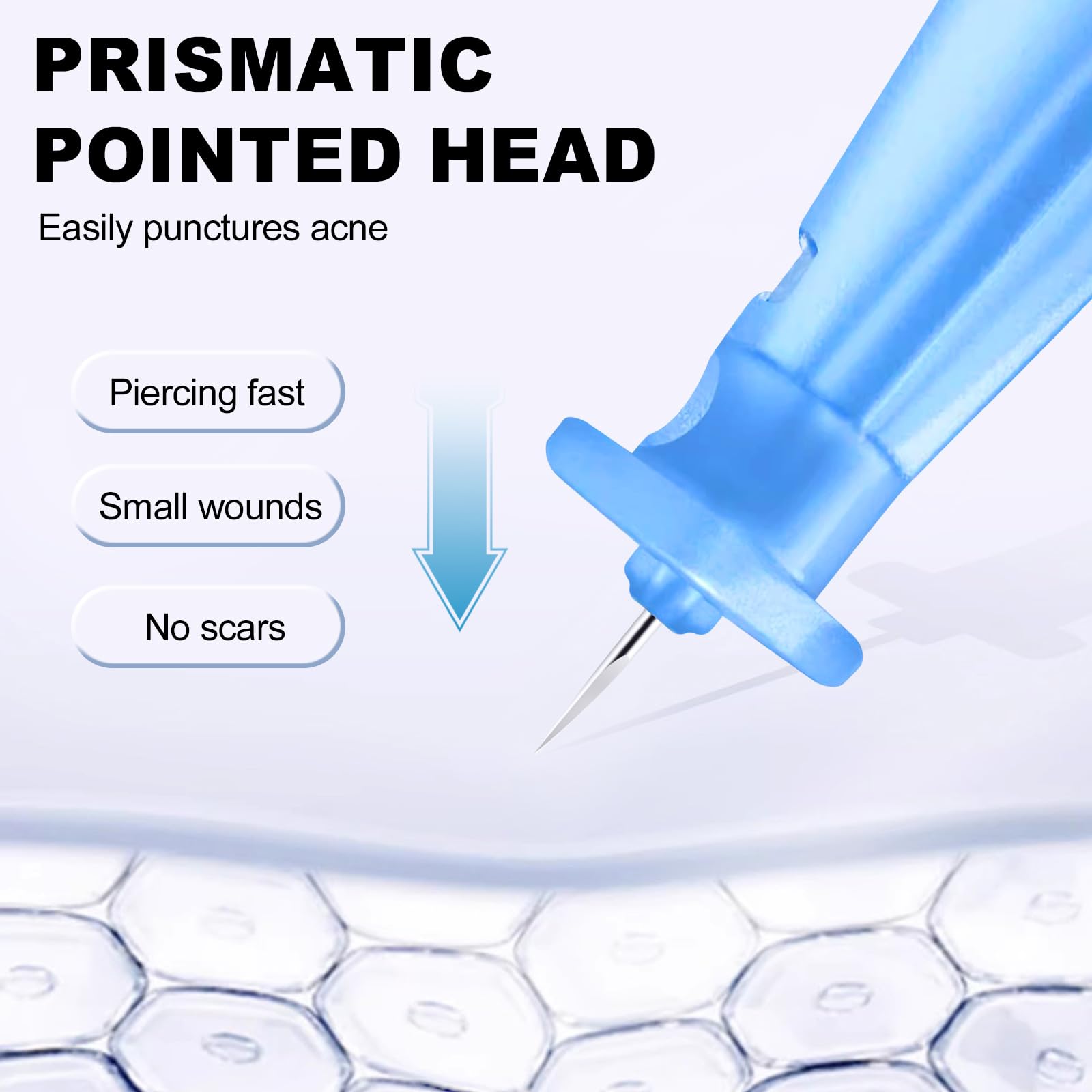 Sarini needle with protective cap reduces cross-contamination risk during use.