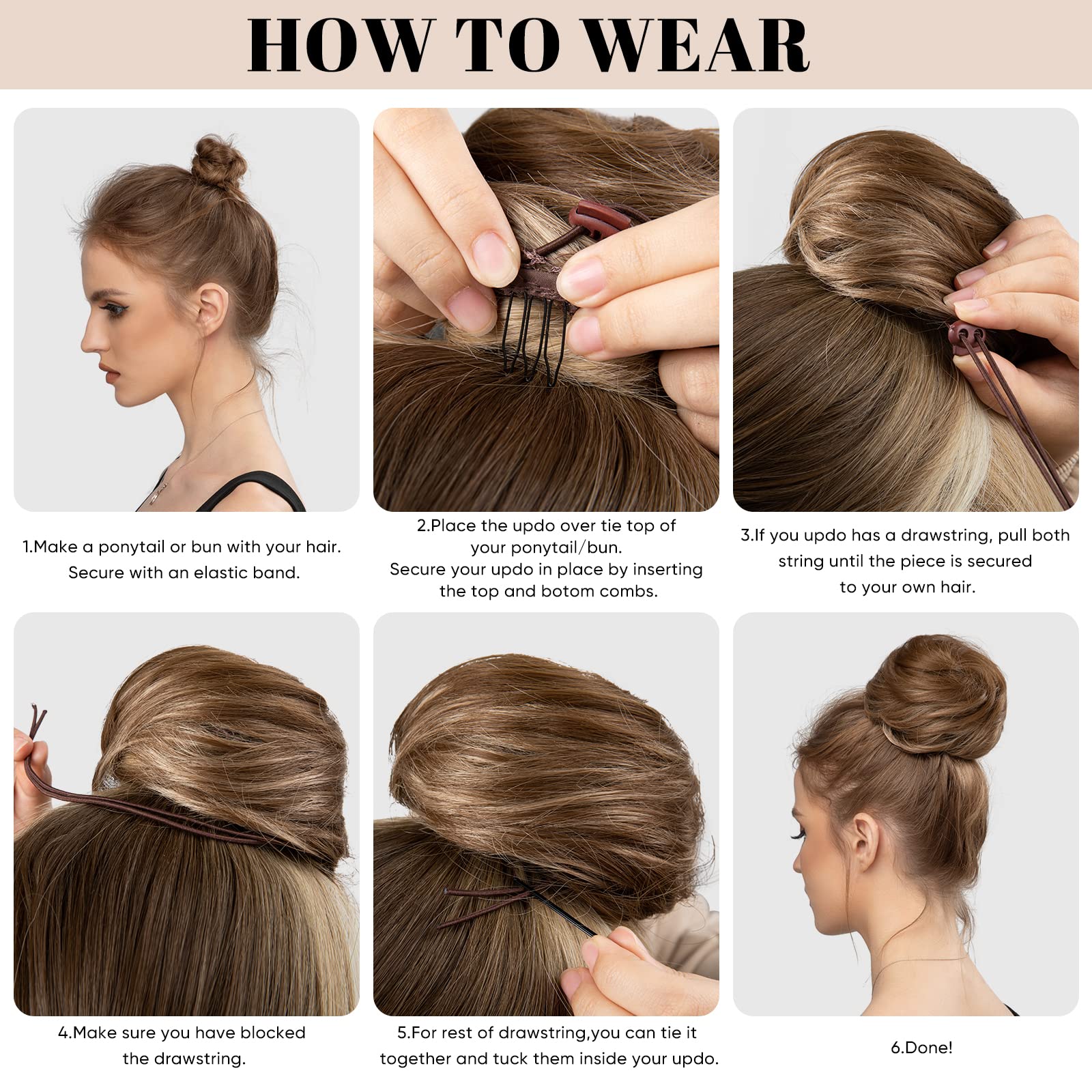 SARLA dark brown donut bun easy wear for busy mornings