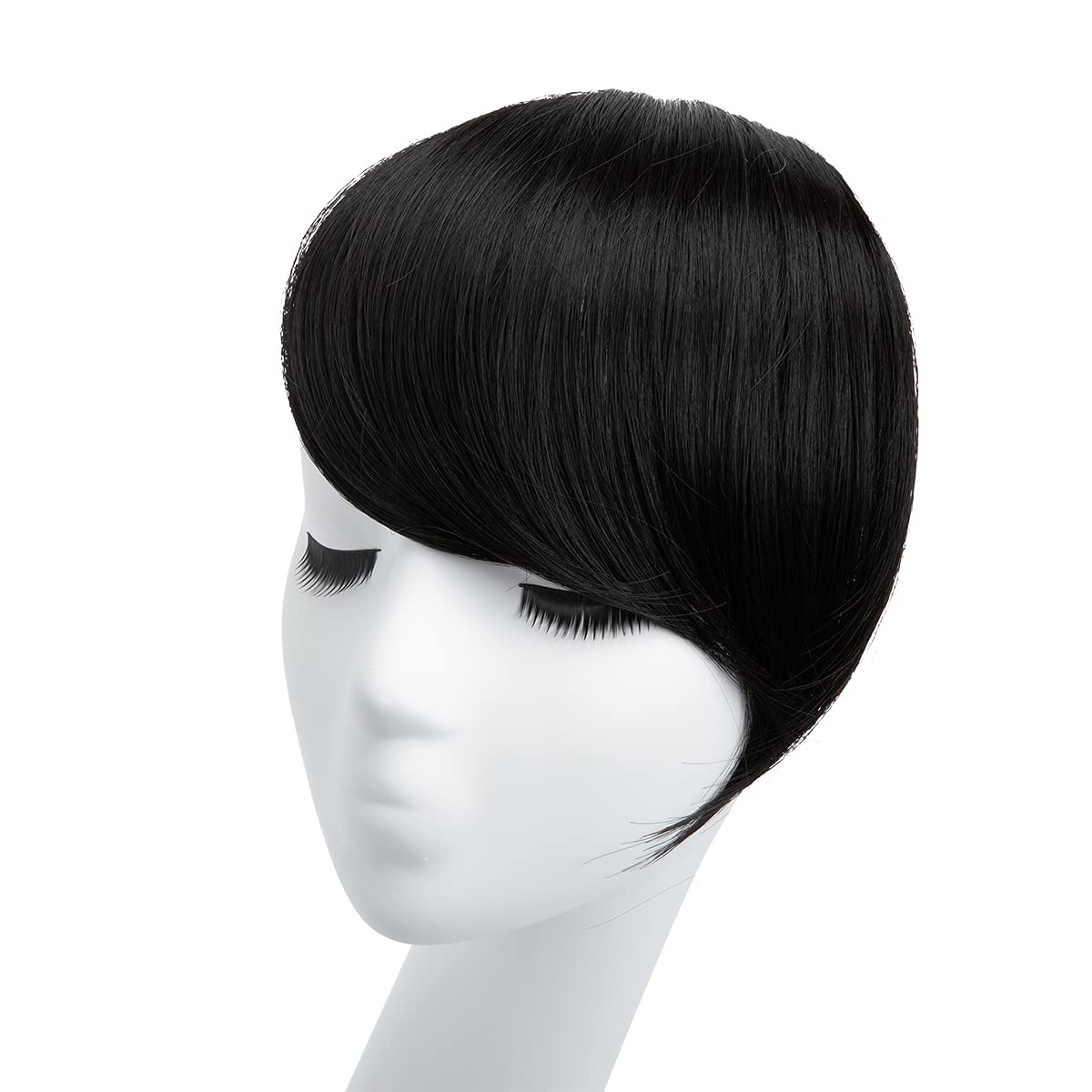 SARLA one-piece straight synthetic bangs blending with hair