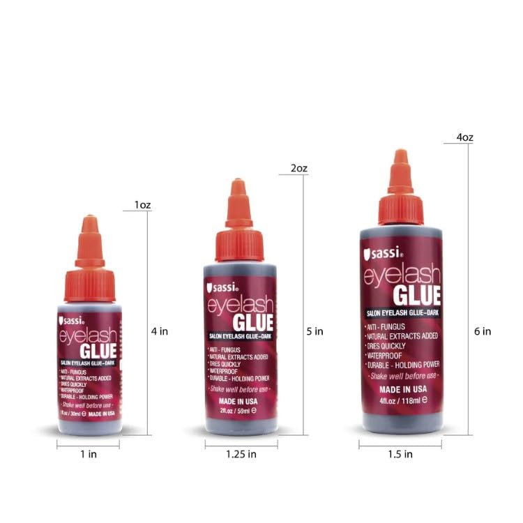 Sassi Eyelash Glue Dark 2oz quick-dry action supports secure lash adhesion.