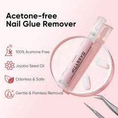 SASSYTIP acetone-free formula with jojoba oil nourishes nails during removal.