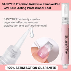 SASSYTIP jojoba oil nourishes cuticles during glue removal.