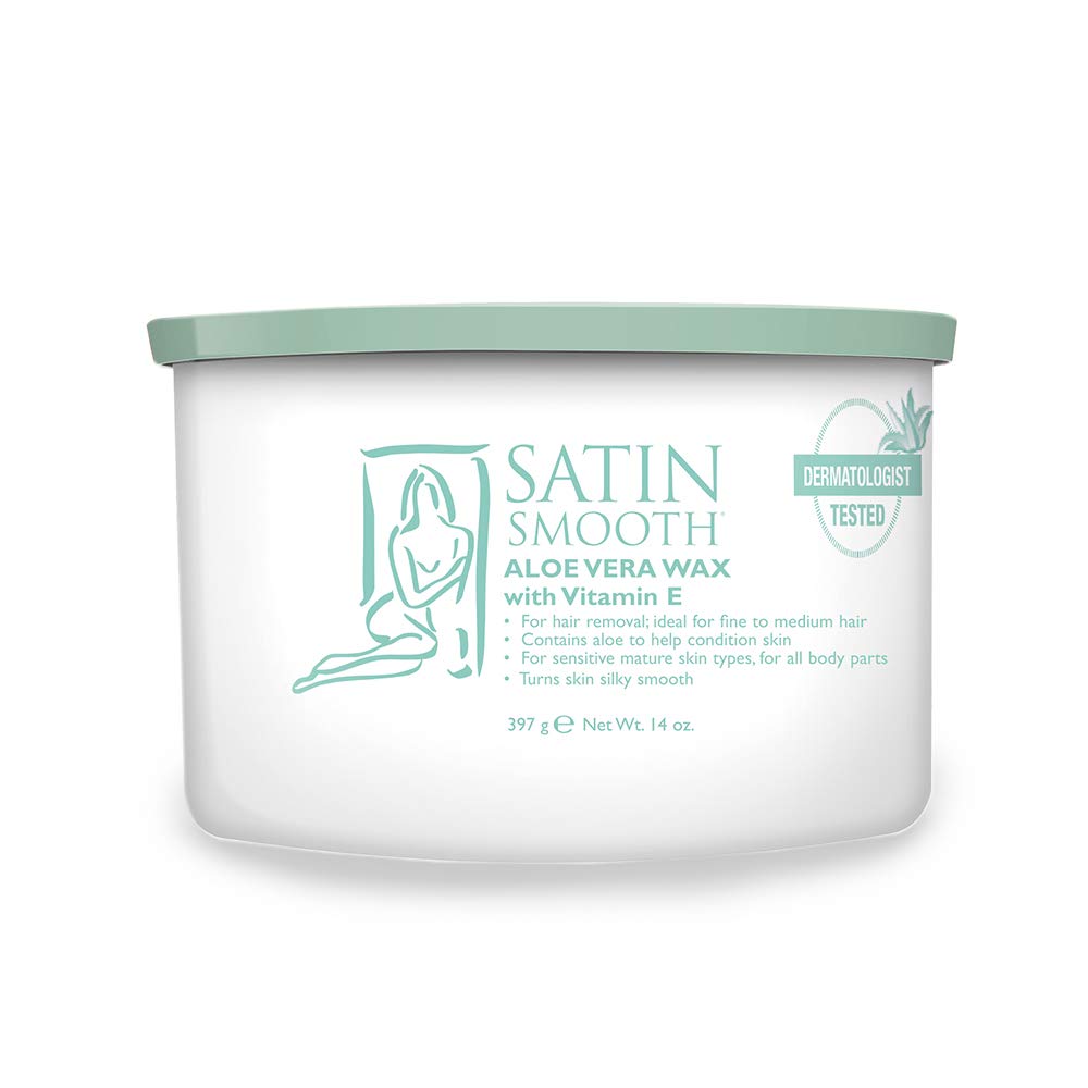 SATIN SMOOTH Aloe Vera pot wax bottle—soothing formula for sensitive skin