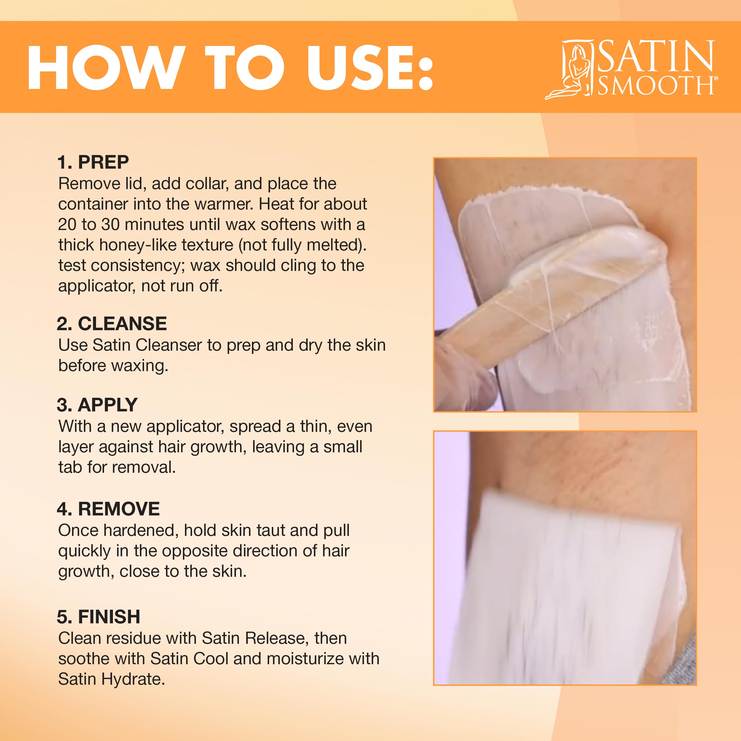 SATIN SMOOTH Calendula Gold wax used on bikini area for precise shaping