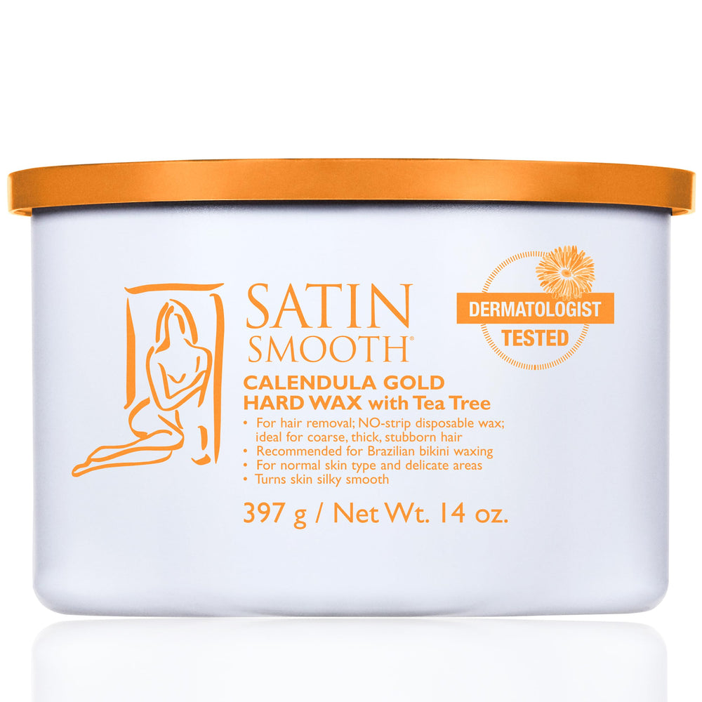 SATIN SMOOTH Calendula Gold hard wax bottle pour for precise at-home waxing