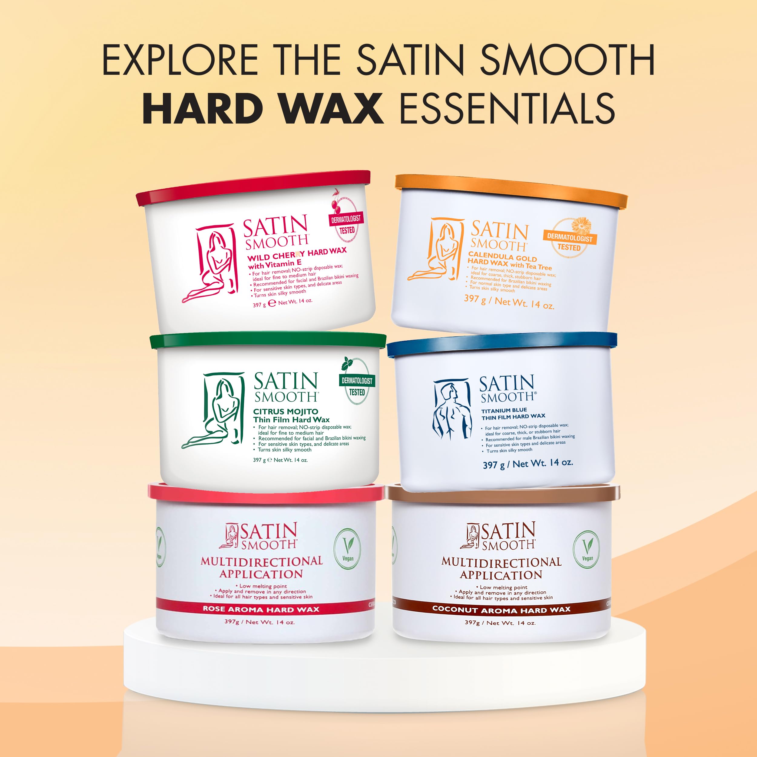 SATIN SMOOTH Calendula Gold hard wax kit packaging for home use