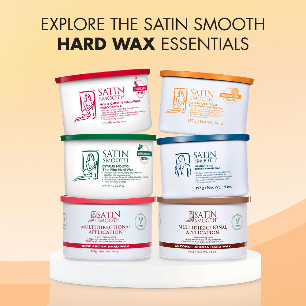 SATIN SMOOTH Calendula Gold hard wax kit packaging for home use