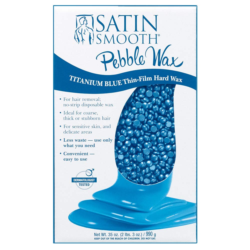 SATIN SMOOTH titanium blue hard wax pour with Azulene oil soothes sensitive skin.