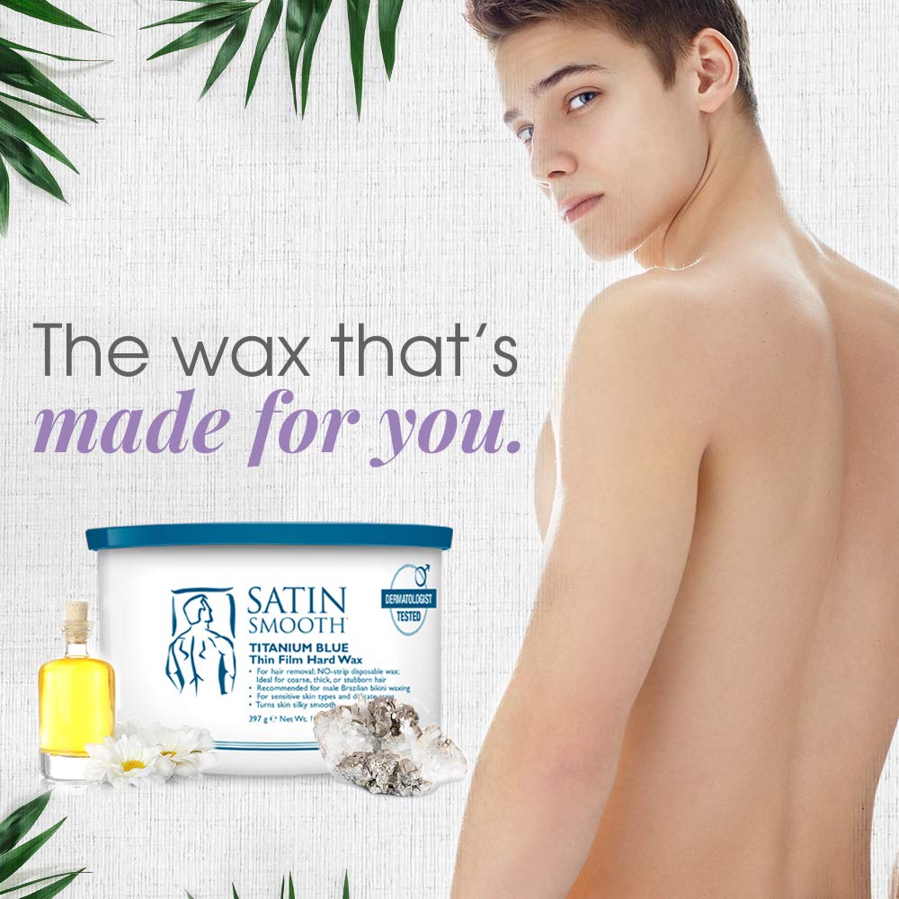 Applying Satin Smooth Titanium Blue Wax for a quick, strip-free hair removal session.